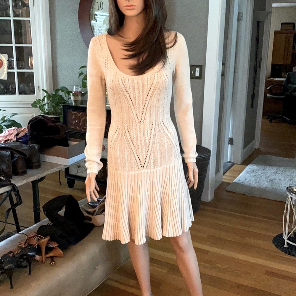 Cream light knit/cotton feeling dress